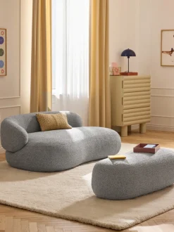 Reposapiés puf grande en tejido bouclé Alba