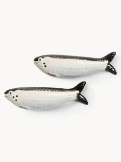 Salero y pimentero artesanales de dolomita Sardine, 2 uds.