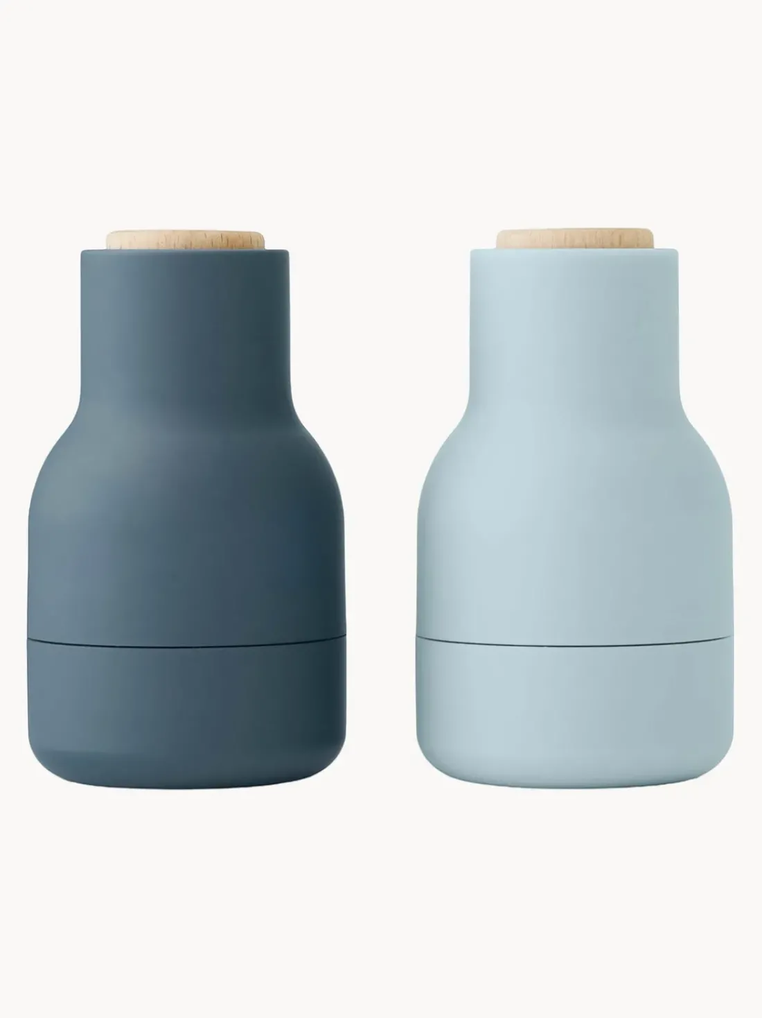 Salero y pimentero pequeños de diseño con tapa de haya Bottle Grinder, 2 uds.