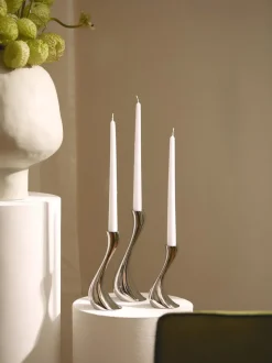 Set de candelabros de acero inoxidable Cobra, 3 uds.