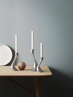 Set de candelabros de acero inoxidable Cobra, 3 uds.