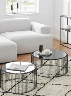Set de mesas de centro Wire, 2 uds., tablero de vidrio