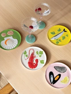 Set de platos de dolomita pintado a mano De La Mer, 4 uds.
