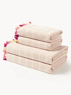 Set de toallas de terciopelo con flecos Tallulah, tamaños diferentes