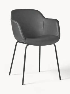 Silla con reposabrazos de cuero sintético Fiji