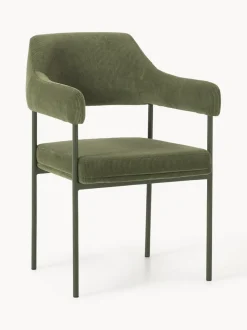 Silla con reposabrazos de pana Zoe