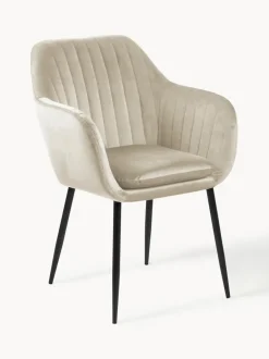 Silla con reposabrazos de terciopelo Emilia