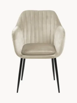 Silla con reposabrazos de terciopelo Emilia