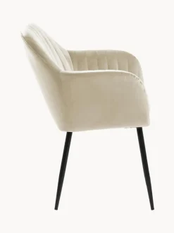 Silla con reposabrazos de terciopelo Emilia