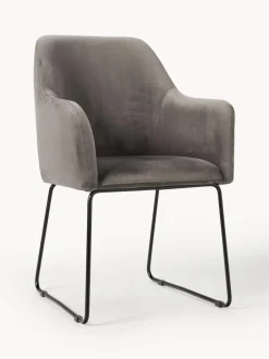 Silla con reposabrazos de terciopelo Isla
