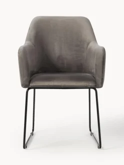 Silla con reposabrazos de terciopelo Isla