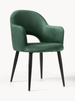 Silla con reposabrazos de terciopelo Rachel