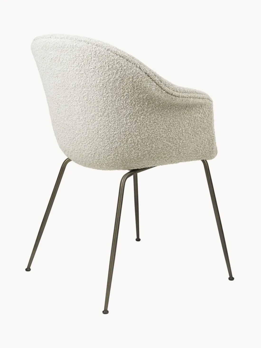 Silla con reposabrazos en tejido bouclé Bat