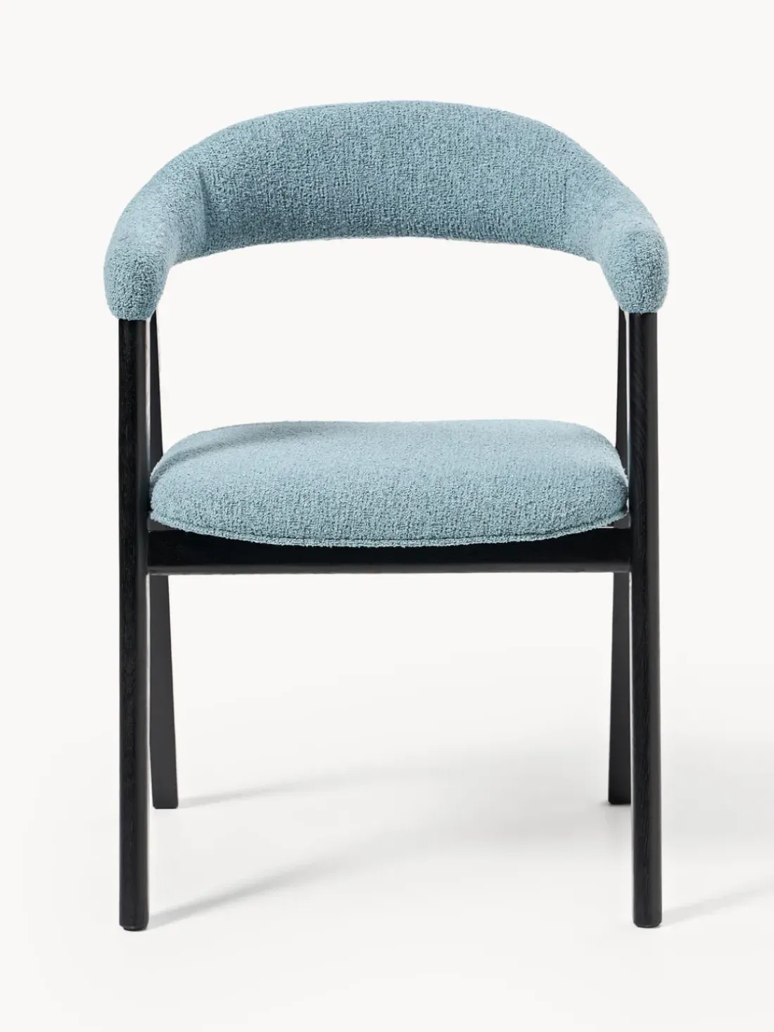Silla con reposabrazos tapizada en tejido bouclé Nik