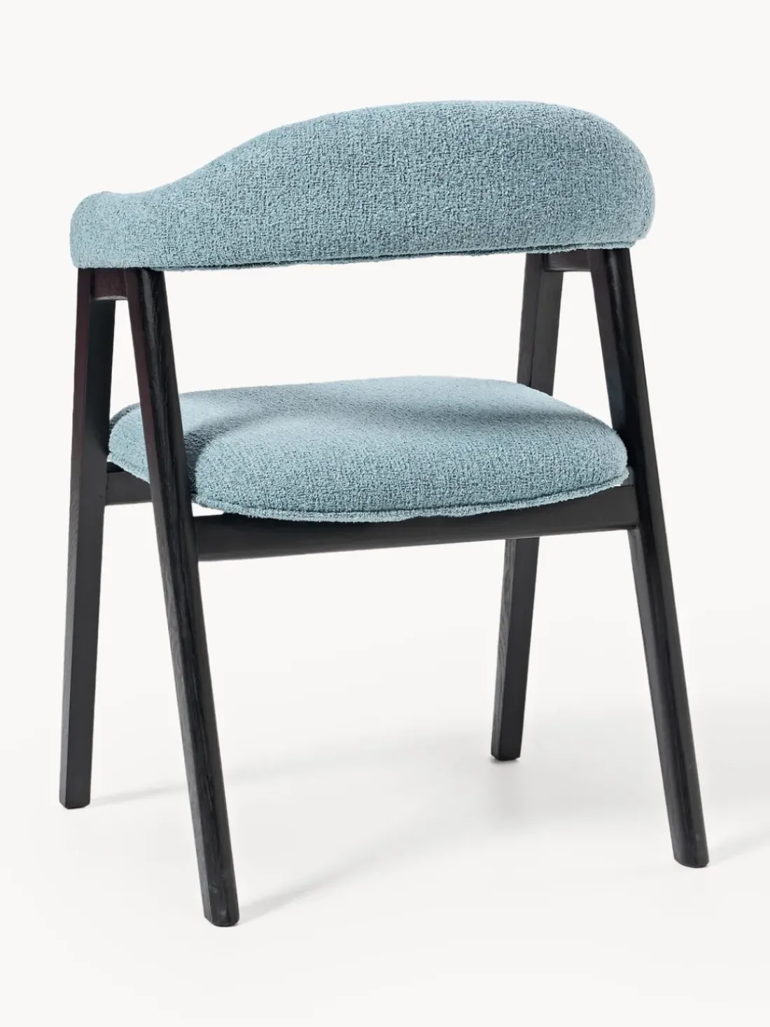 Silla con reposabrazos tapizada en tejido bouclé Nik