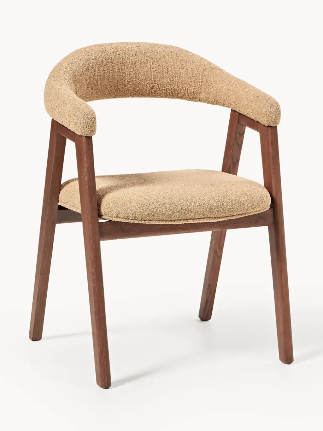 Silla con reposabrazos tapizada en tejido bouclé Nik