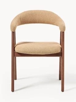 Silla con reposabrazos tapizada en tejido bouclé Nik