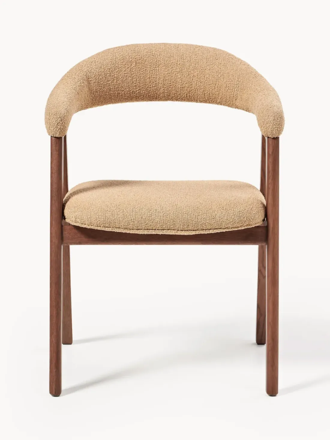 Silla con reposabrazos tapizada en tejido bouclé Nik