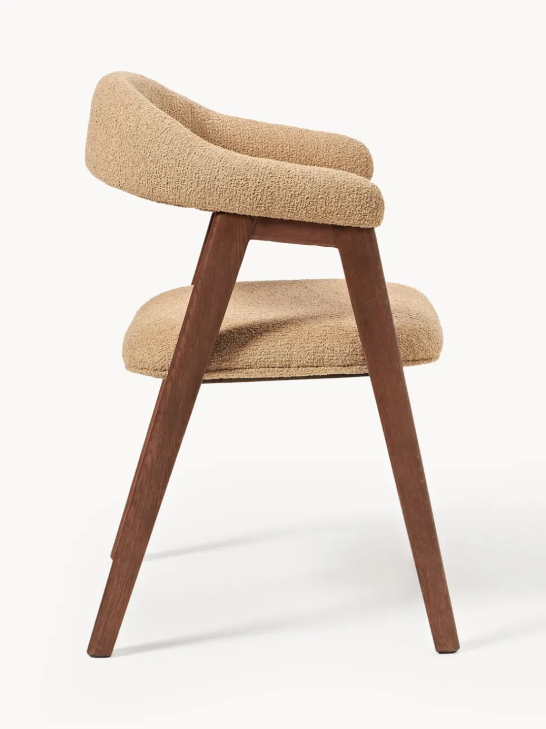 Silla con reposabrazos tapizada en tejido bouclé Nik
