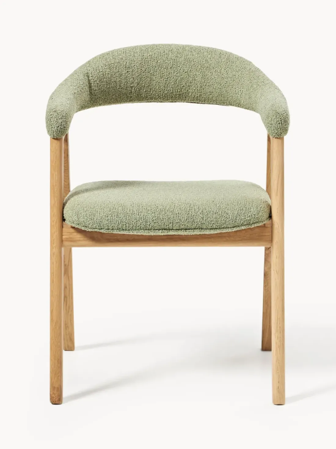 Silla con reposabrazos tapizada en tejido bouclé Nik