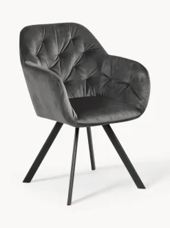 Silla con repozabrazos de terciopelo Lola