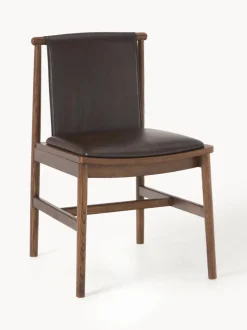 Silla de comedor de madera de fresno con asiento de cuero Hayo