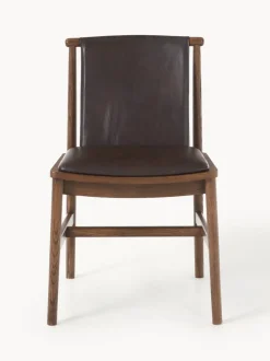 Silla de comedor de madera de fresno con asiento de cuero Hayo
