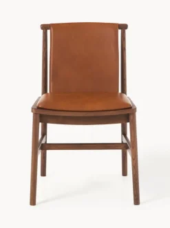 Silla de comedor de madera de fresno con asiento de cuero Hayo