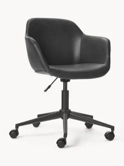 Silla de escritorio con asiento estrecho de cuero sintético Fiji