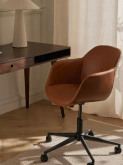 Silla de escritorio con asiento estrecho de cuero sintético Fiji