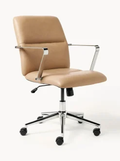 Silla de escritorio de cuero sintético con reposabrazos Reto, altura regulable