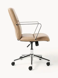 Silla de escritorio de cuero sintético con reposabrazos Reto, altura regulable