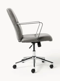 Silla de escritorio de cuero sintético con reposabrazos Reto, altura regulable