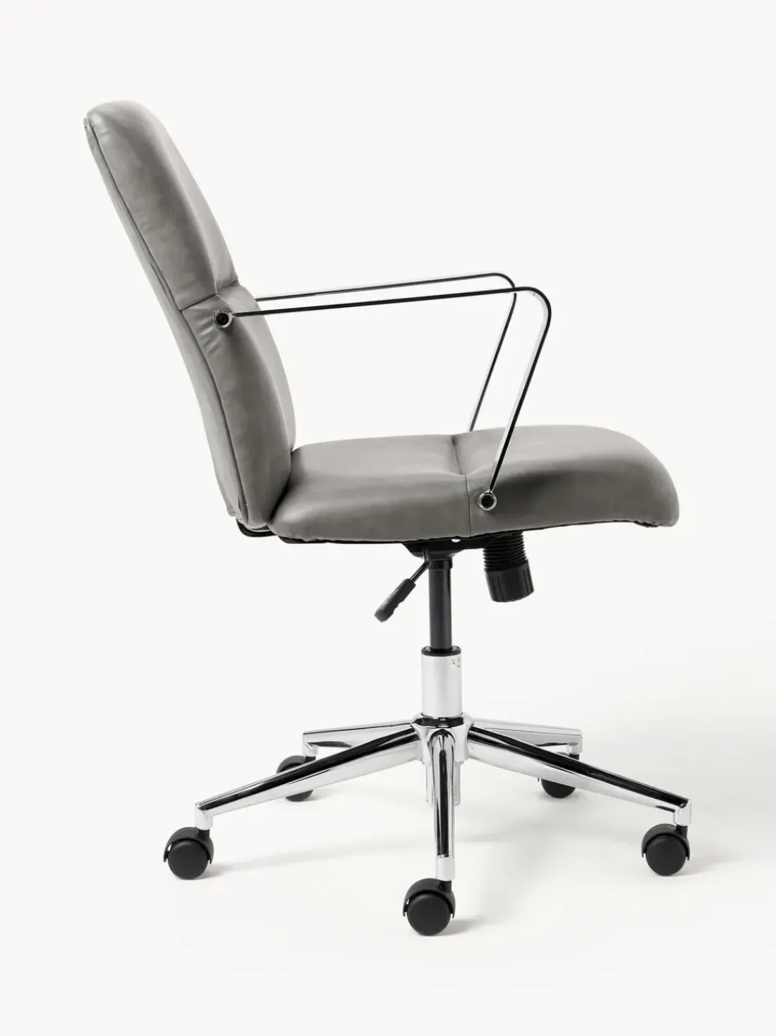 Silla de escritorio de cuero sintético con reposabrazos Reto, altura regulable