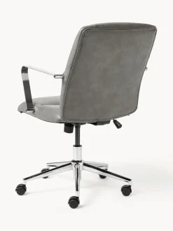 Silla de escritorio de cuero sintético con reposabrazos Reto, altura regulable