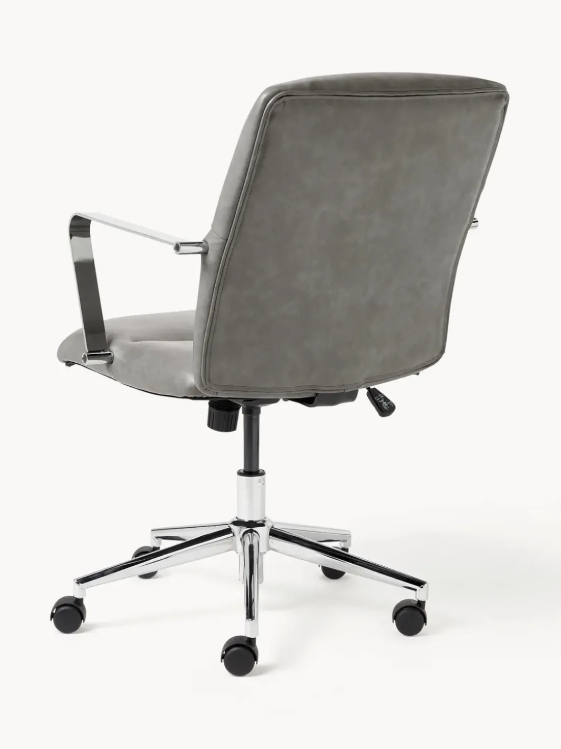 Silla de escritorio de cuero sintético con reposabrazos Reto, altura regulable