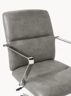 Silla de escritorio de cuero sintético con reposabrazos Reto, altura regulable