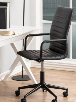 Silla de escritorio de cuero sintético Winslow, ajustable en altura