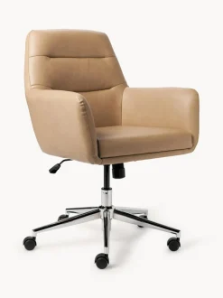 Silla de escritorio de piel sintética con reposabrazos Benson, altura regulable