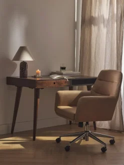 Silla de escritorio de piel sintética con reposabrazos Benson, altura regulable
