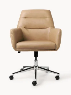 Silla de escritorio de piel sintética con reposabrazos Benson, altura regulable