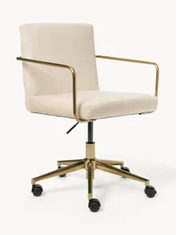 Silla de escritorio de terciopelo con reposabrazos Kashya, altura regulable