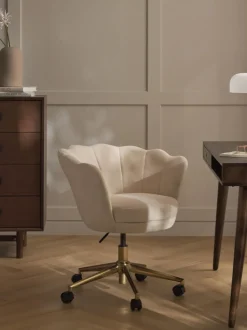 Silla de escritorio de terciopelo con reposabrazos Oyster, altura regulable