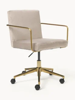 Silla de escritorio de terciopelo con reposabrazos Kashya, altura regulable