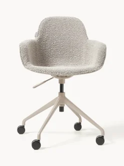 Silla de escritorio en tejido bouclé Albert, regulable en altura
