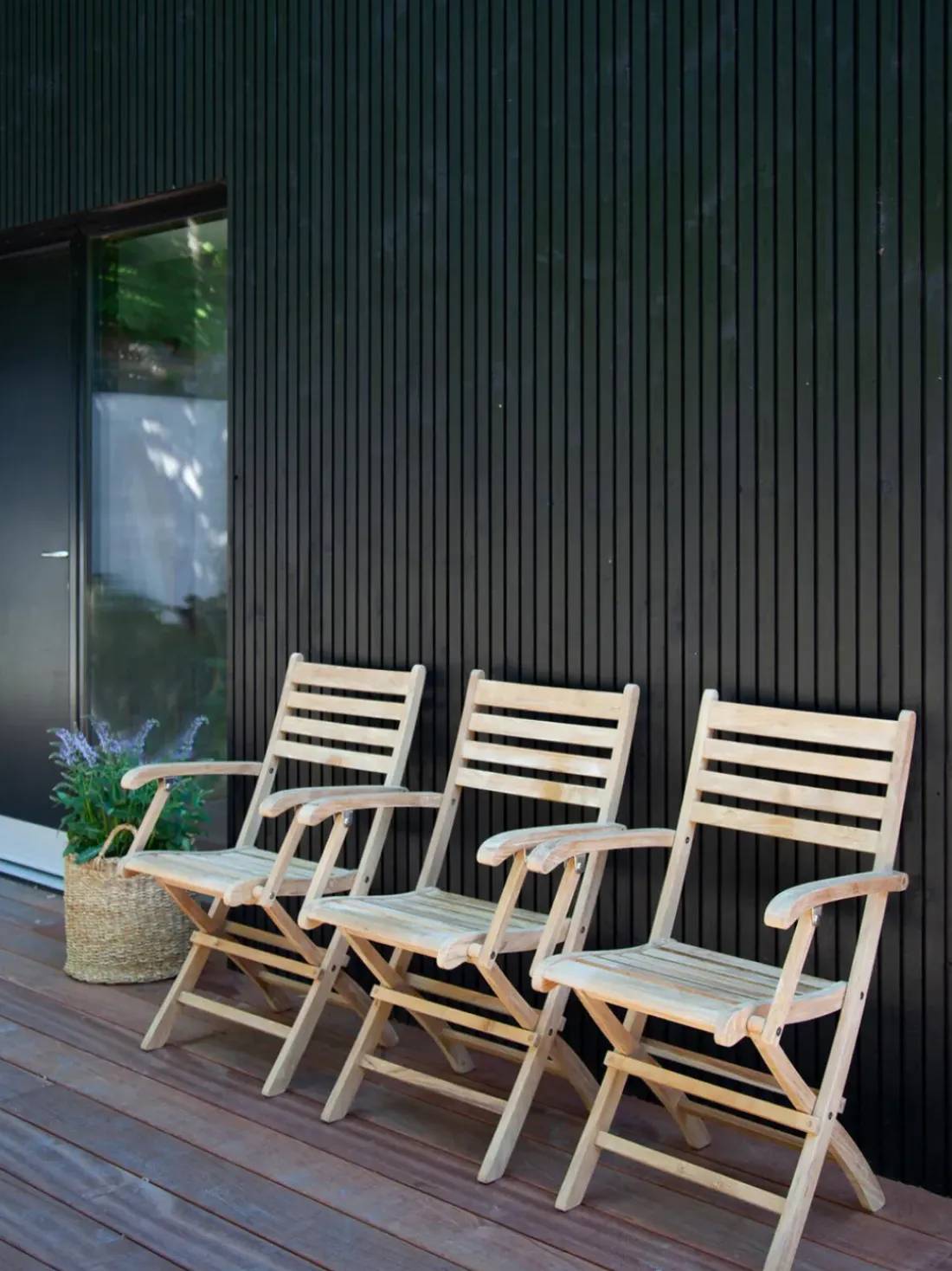 Silla de jardín de brazos de teca York, plegable