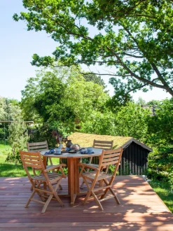 Silla de jardín de brazos de teca York, plegable