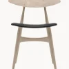 Silla de madera con asiento de cuero CH33P