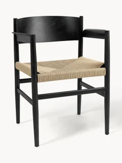 Silla de madera de haya artesanal con asiento tejido Nestor