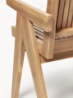Silla para exterior con reposabrazos de madera de acacia Sissi